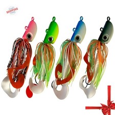 4 Saltwater Jigs 3 Oz. Bearded Bucktail Silicone Tale Fluke, Flounder, Tautog