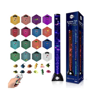 Brewish 4FT Sensory LED Water Bubble Fish Tube Floor Lamp with 20