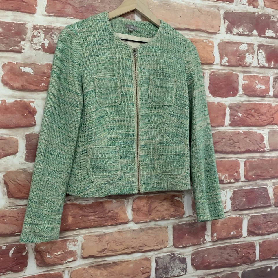 Chaqueta Blazer Jill Mujer XS Verde Multicolor Tweed Informal Trabajo Oficina Cremallera Foto 2 de 4