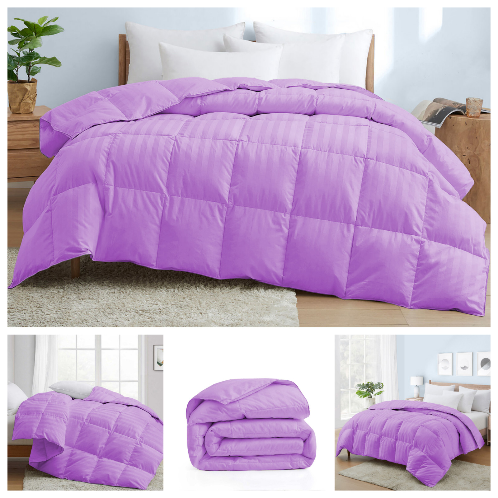 Amazing Comforter Down Alternative 100% Cotton Lavender Stripes Select Item