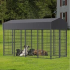 Tall Metal Dog Kennel Fence with Roof Outdoor Patio Crate Small- Extra Large Dog
