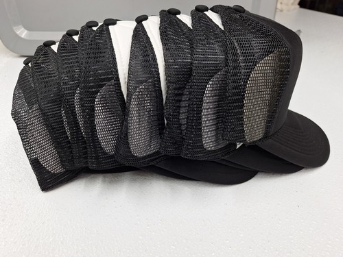 Vintage Nissin Foam Mesh Rope TRUCKER Snapback NOS White Black Blank Customize - Picture 15 of 17