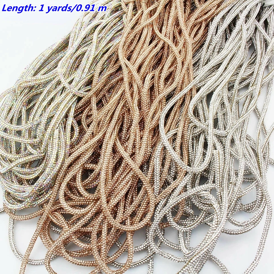 1 Yard Glitter Rhinestone Rope Cord Trim String DIY Decor Material Sewing Craft - Image 4 of 4