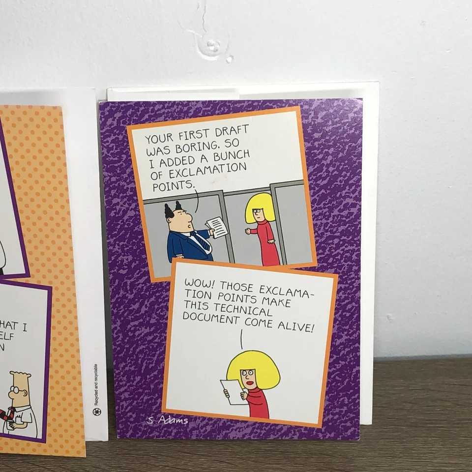 Lote de tarjetas de felicitación vintage Dilbert feliz cumpleaños 1990 sin usar con sobres 2 Foto 3 de 4