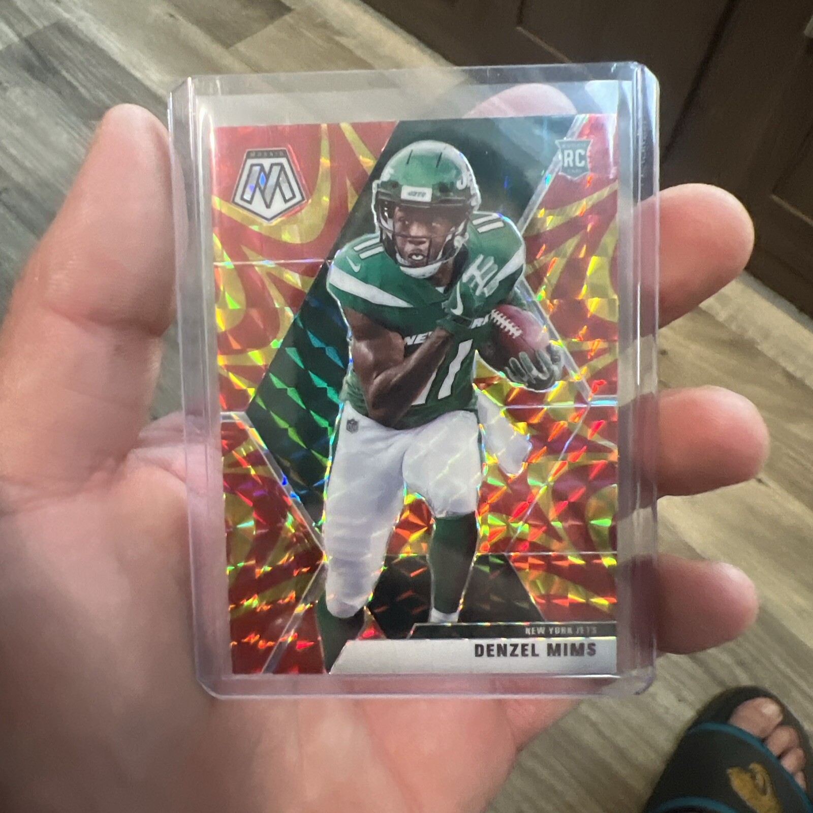 2020 Panini Mosaic Football Reactive Orange Denzel Mims Rookie Jets #225 RC