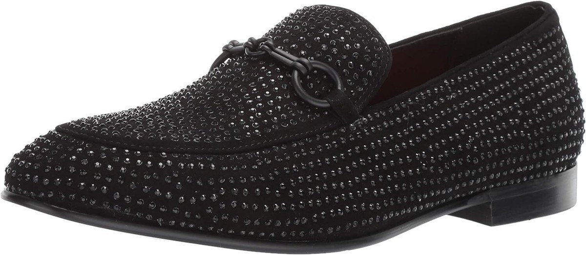 Tallia Men\'s Lorenzo bit paisley Loafers size 10 black dress shoes Black  main image 3