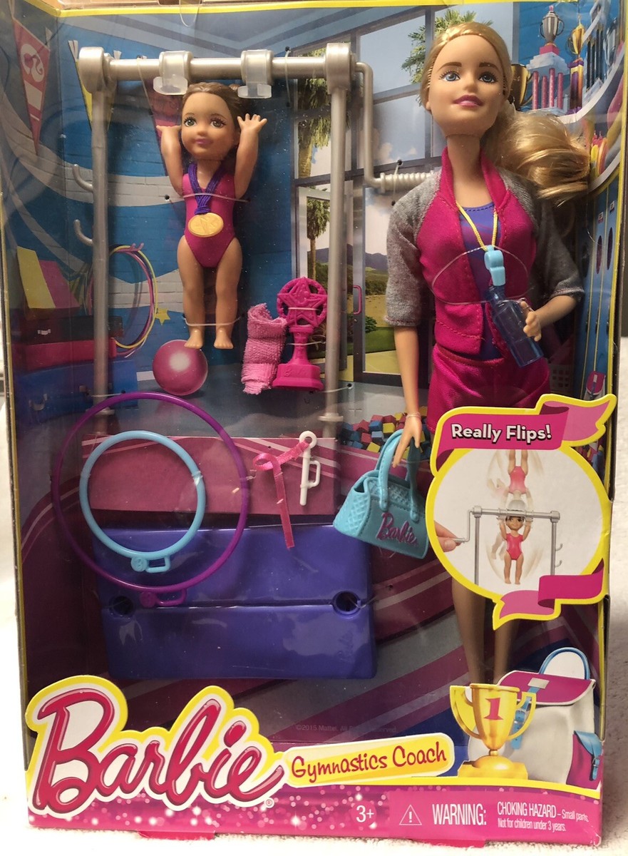 RARE FIND!- Barbie Gymnastics Coach Playset - Blonde Doll