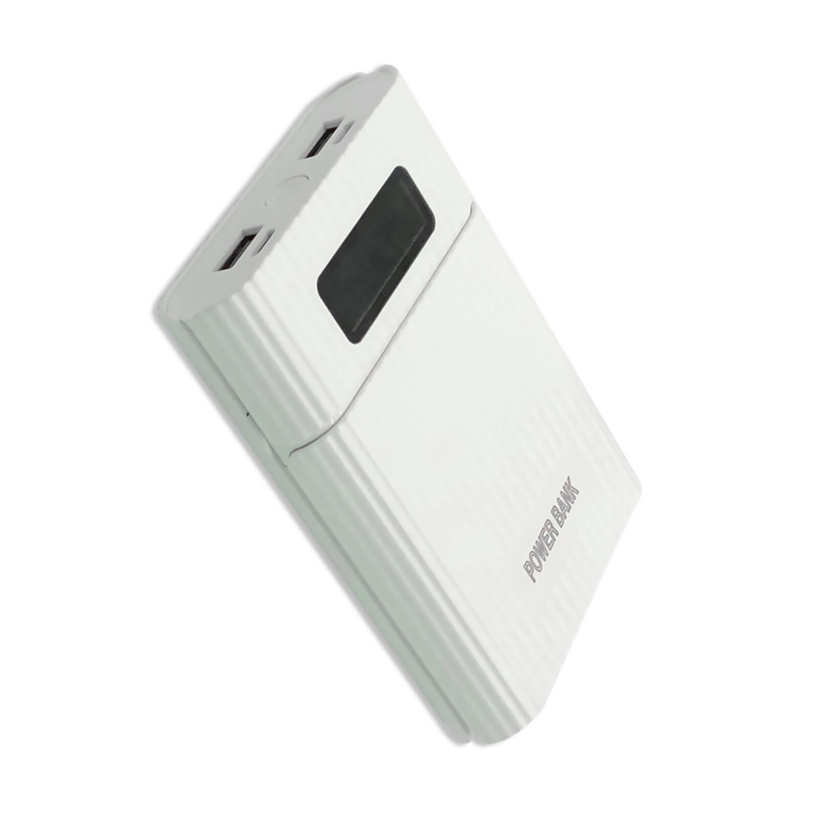 White 4-Slot DIY Power Bank Case with LCD Display for 18650 Battery Charger Storage Box J