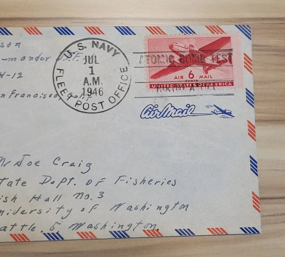 Vintage WWII Atomic Bomb Test Bikini Atoll Philatelic Cover 1946 U.S Navy Post - Image 2 of 4