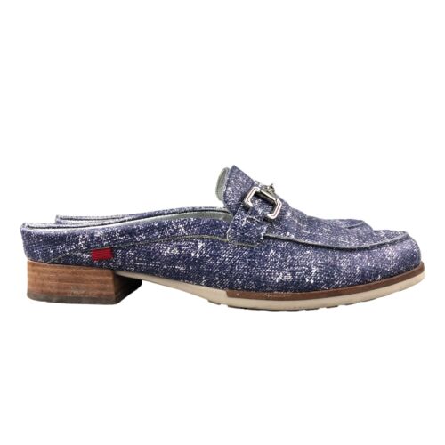 Marc Joseph Women's Size 8 Park Ave Blue Leather Closed Toe Slip On Mules BRAZIL