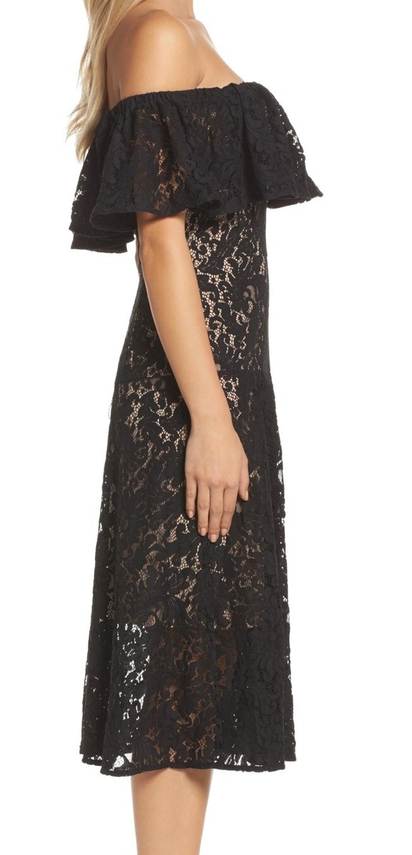 Cooper St Black Floral Lave Off-Shoulder Ruffled 2 A-Line Dress
