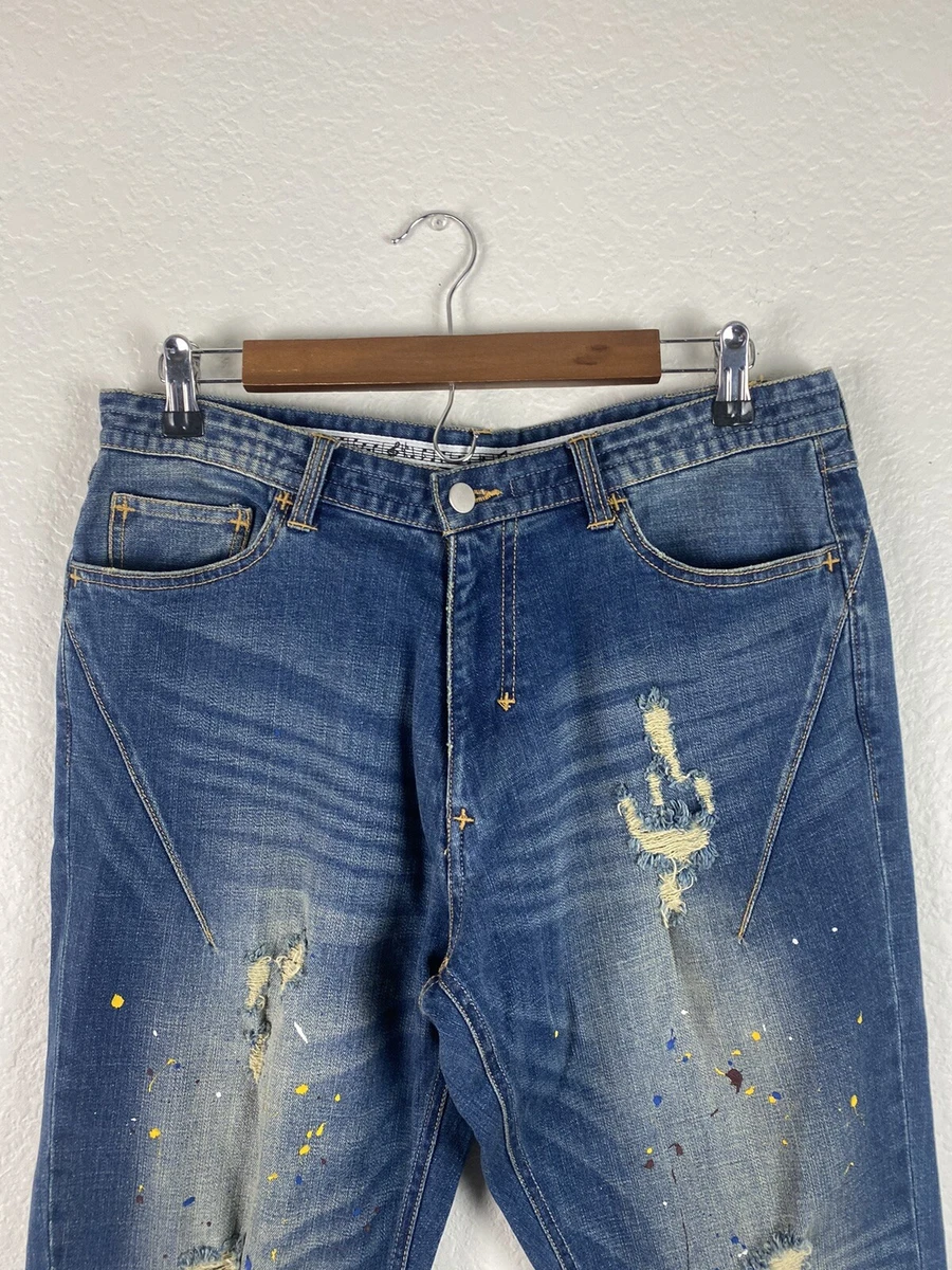 Number (n)ine Blue Distressed Denim Jeans | eBay