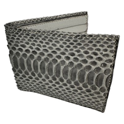 Grey Python bifold mens wallet Handmade in the USA