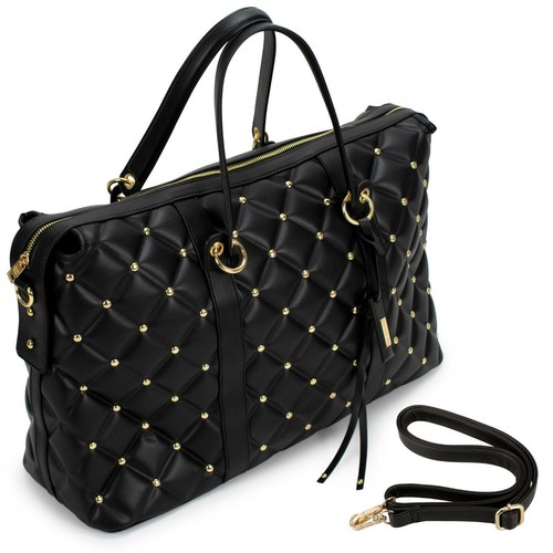 BADGLEY MISCHKA Black Quilted Travel Tote Weekender Bag - Picture 5 of 11
