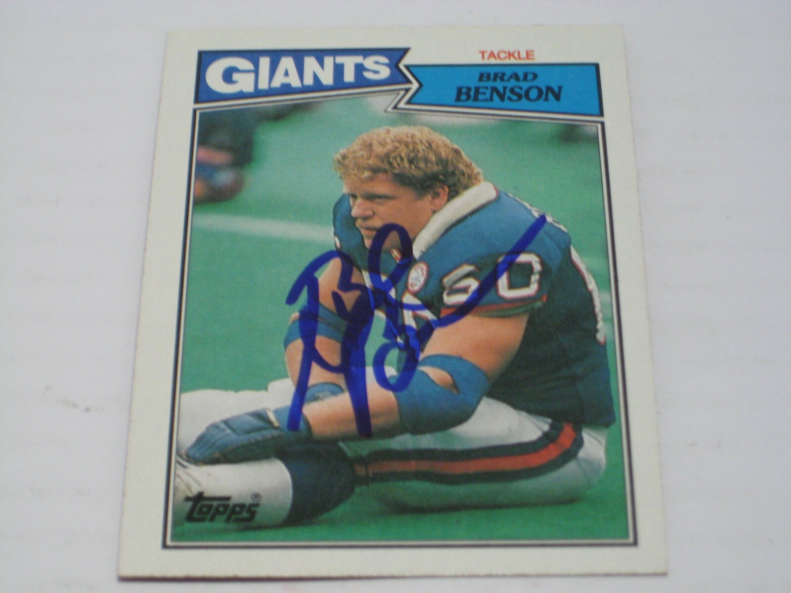 BRAD BENSON #60 N.Y.GIANTS  AUTO CARD SUPER BOWL XXI CHAMPION COA FR SHIP