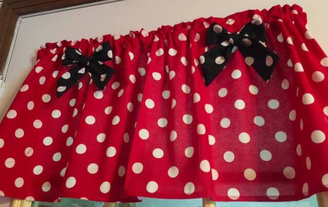 Fresh mickey valance Red Matches Mickey Minnie Mouse Curtain Valance Window Topper Cotton 43 W X 15 L Treatments Hardware Garden Curtains