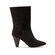 LA REDOUTE Suede Pointed Ankle Calf Boots UK 4 EU 37 Block Heel Dark Grey RRP£99