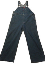 Dickies Bib Overalls Vtg 80s 44x32 Work Pants Bibs Blue Jean Denim Dungarees USA
