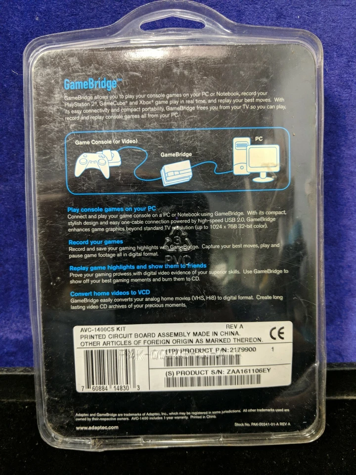 Adaptec GameBridge AVC-1400 Connect Game Console to PC Xbox PS2 GameCube VHS Hi8 - Image 2 of 4