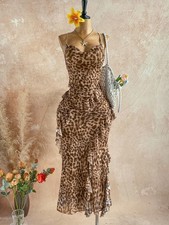 Soleia Women'S Colorful Vintage Floral Print Draped Neck Layered Ruffle Hem