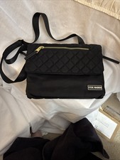 Steve Madden Black Crossbody Bag Quilted, Logo  Zipper Accents