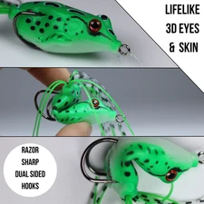 5 x Floating Pocket Frog Bait Lure 1/4 oz Multiple Colors Topwater Weedless