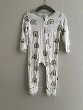 Kyte Baby Zippered Romper Bamboo Aloe Rainbow Neutral 12-18m New Without Tags