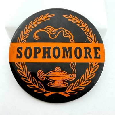 Vintage Sophomore Pin Aladdin's Lamp Of Knowledge Pinback Button 1950s
