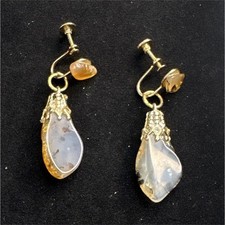 Gold Tone Screw Back Teardrop Dangle Earrings...
