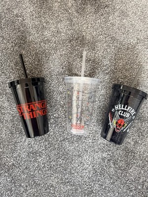 Stranger Things Hell Fire Alphabet Lichter Schwarz Becher Tasse Soda Strohhalm Becher