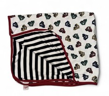 Vintage Gymboree 100 Cotton Baby Blanket Cars and Stripes White Red Blue Green