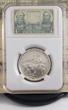 1925 Stone Mountain Half Dollar with Vintage Jackson & Lee Stamps - Nice! W82