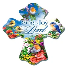 Glow Decor Sing for Joy Wooden Cross 8 Inch Multicolor