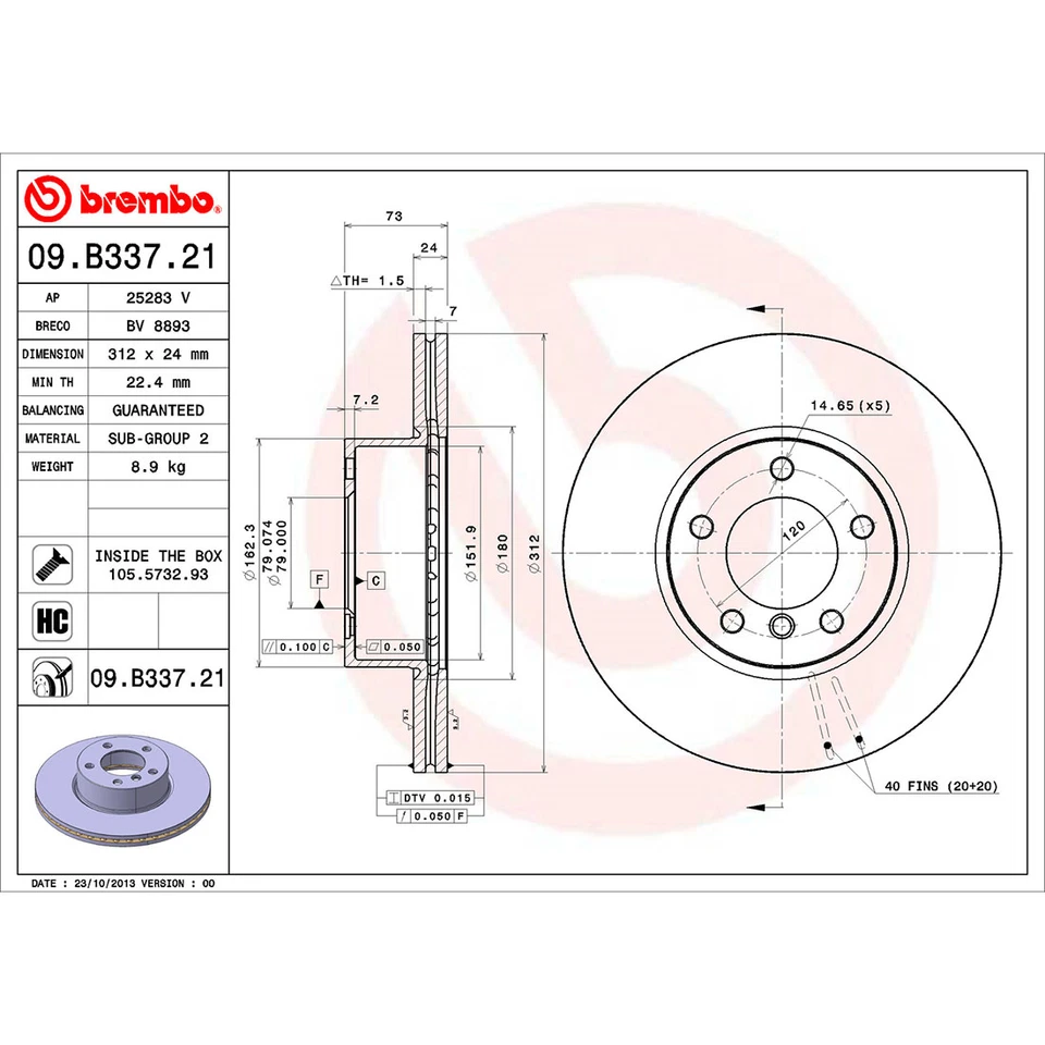 Juego de pastillas de freno de disco delanteras traseras rotor de freno de disco Brembo para BMW 328xi 2007-2008 Foto 3 de 4