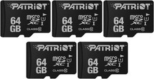 Patriot LX Series Micro SD Flash Memory Card 64GB - 5 Pack