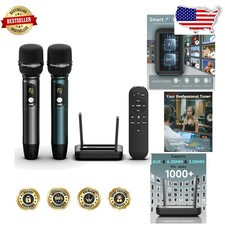 Wireless Karaoke Machine: AI Voice Removal, Studio Reverb, 2 Mics, 260ft Range