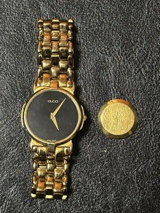 Authentic Vintage 1990s Gucci Watch 3400 M Gold Plated Swiss Made Quartz - Broken!!!