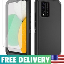 Shockproof Hybrid Case with Detachable Screen Protector for Revvl V 5G - Black