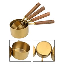 Mesure Cuillère Set Bois Poignée Acier Inoxydable Décolleté Cuisson Outils