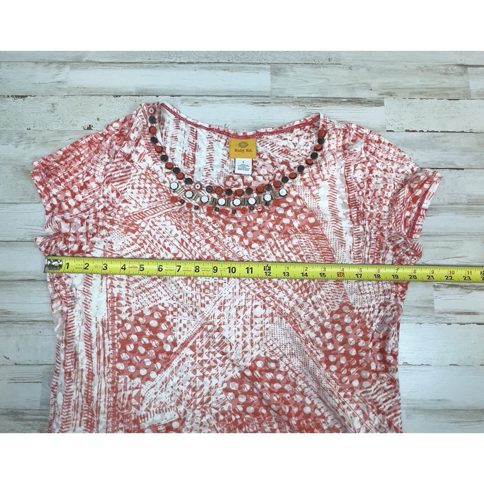 Ruby Rd Tank Lined Pullover Top Size L Orange and… - image 7