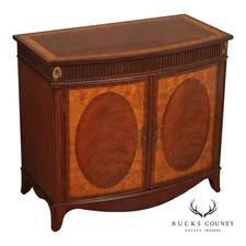 Ethan Allen Federal Style Mahogany And Satinwood Inlaid Demilune Server Cabinet