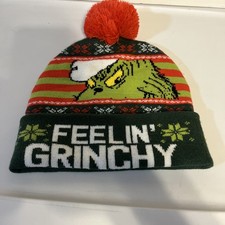 Feelin Grinchy Bioworld Beanie Pom Hat Dr Seuss Festive Grinch Christmas 2024