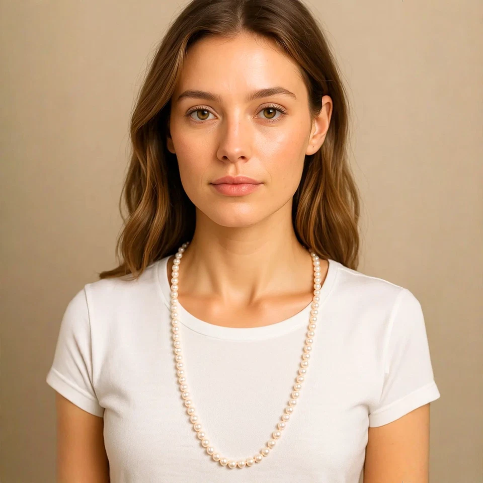 14K Gold 8.5-9mm Cultured Pearl Strand Necklace 14K Ball & Clasp 24.5" 61.5g - Image 3 of 4