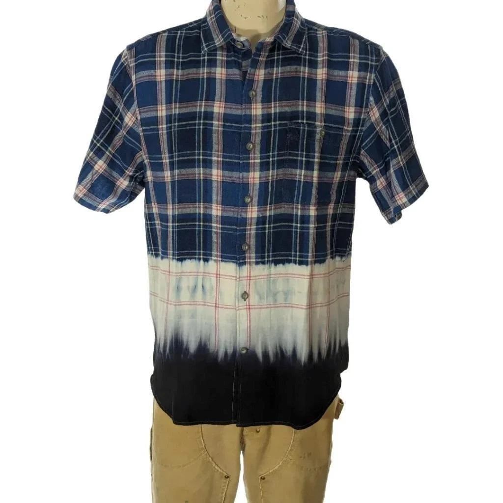 Tommy Bahama Mens Plaid Dip Dye Ombre Cotton Button Down Shirt Sz L NWT $138