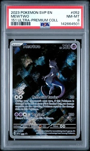 2023 POKEMON SVP EN-SV BLACK STAR PROMO 151 ULTRA-PREM COLL #052 MEWTWO PSA 8