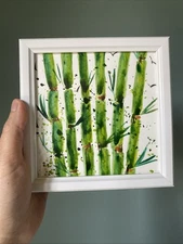 Bamboo Plant,Original Watercolor Painting On  High Quality Paper 5/5 Framed