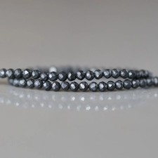 2mm Shungite Beads Faceted Round Natural Black Gemstone 15" Strand DIY Jewelry