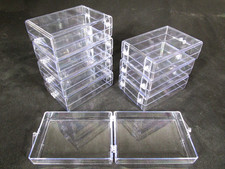 8 Clear Plastic Hinged Boxes: Party Favors, Jewelry, Craft Storage 3.5 x 2.5 x 1