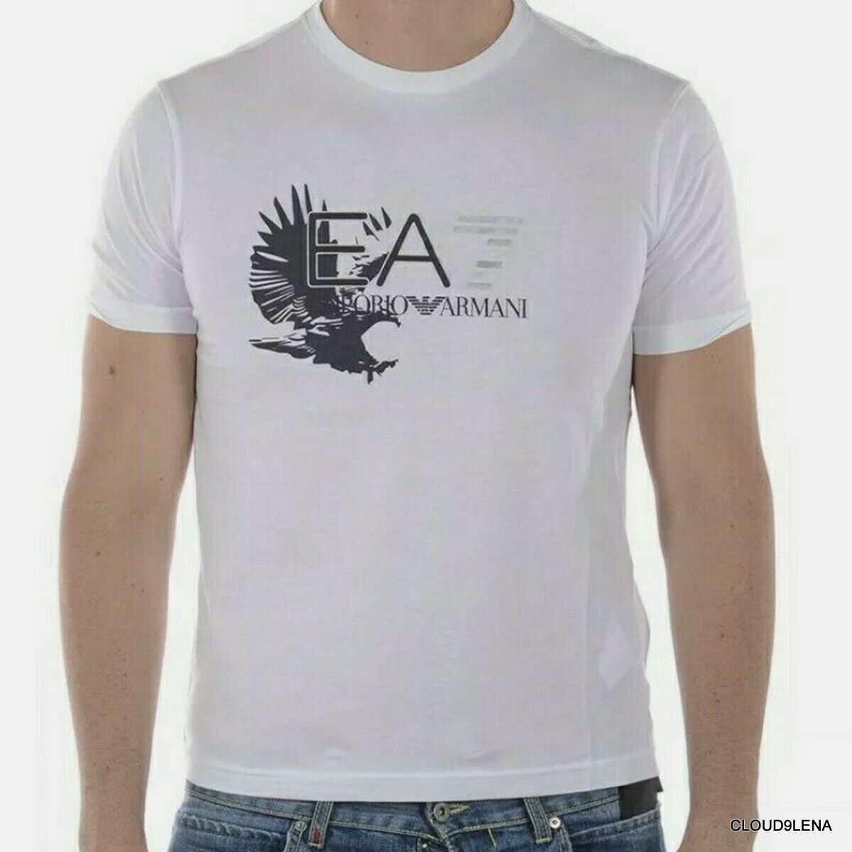 NWT Emporio Armani Men's EA7 Eagle Logo Print T-Shirt Gray NWT Emporio Armani Men's EA7 Eagle Logo Print T-Shirt Gray