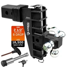 Heavy Duty Adjustable Trailer Hitch 2.5" Receiver  8" Drop Tow Hitches & Hook